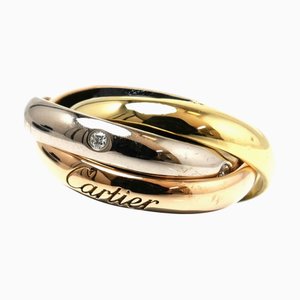 CARTIER K18YG / WG / PG Trinity 5PD Anillo B4088548 Diamante 48 9.0g Mujer