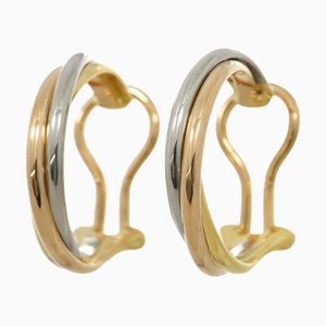 Cartier Trinity Boucles d'oreilles K18 Yg Pg Wg 3 Color Three Gold Hoop 750 Clip On, Set de 2