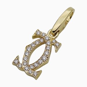 CARTIER Pendant Top Women's Men's Brand Charm 750YG Diamond 2C Yellow Gold Jewelry Polished