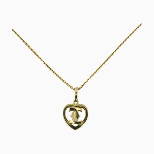 2C Heart Charm Necklace in 750 Engraved Gold from Cartier