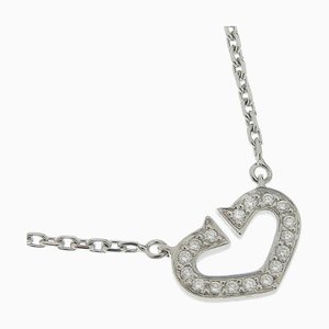 Collar CARTIER C Heart B7008300 K18 de oro blanco x diamante para mujer