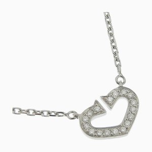 CARTIER C Heart B7008300 K18 White Gold x Diamond Women's Necklace