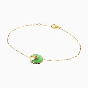 CARTIER Amulet de XS Diamond Chrysoprase Bracelet K18 Yellow Gold Women's