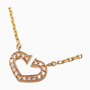 CARTIER C Heart Diamond Ladies Necklace 750 Yellow Gold
