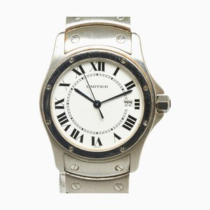 Reloj con esfera blanca de cuarzo de acero inoxidable de Cartier