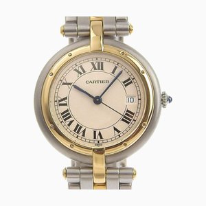 CARTIER LM Orologio rotondo 83084241 oro e acciaio Swiss Made quadrante analogico quadrante beige PANTHERELM uomo