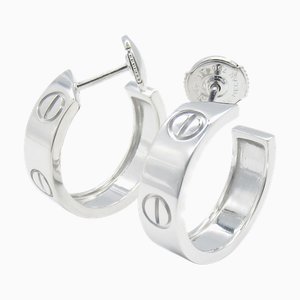 Cartier Love Hoop Earrings Pierced Earrings Silver K18Wg[Whitegold] Silver, Set of 2