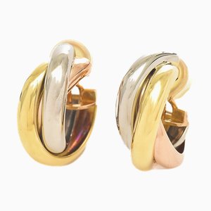 Cartier Trinity Earrings Three Color Gold K18Pg Yg Wg, Set of 2