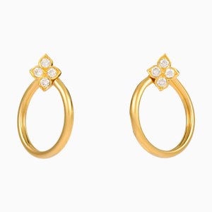 Cartier Hindu Diamond Hoop Earrings K18Yg, Set of 2