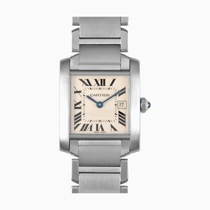 Orologio da bambino CARTIER Tank Française MM SS al quarzo, quadrante avorio