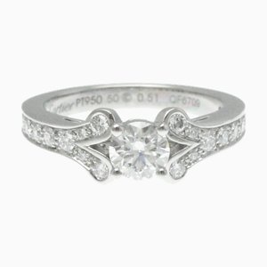 CARTIER Ballerina Solitaire Anello platino Fashion Diamond Band Ring Carat/0.51 Silver