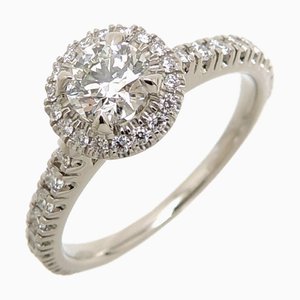 CARTIER #50 Destine Solitaire Diamond Ladies Ring Pt950 Platinum No. 9.5