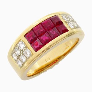 Anillo CARTIER Rubis / Diabolo de diamantes Anillo Rosa Transparente K18 [Oro amarillo] Rubis Rosa Transparente
