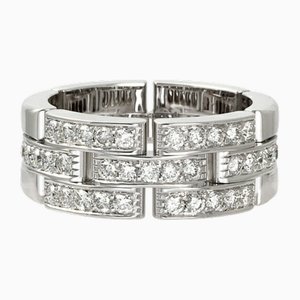 Triple Half Pave Diamond Maillon Panthere White Gold Ring from Cartier