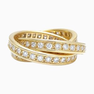 CARTIER anello a tre fasce con diamante pieno #49 K18YG in oro giallo 291427