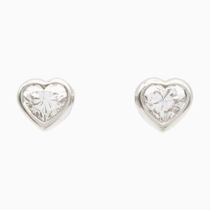 Aretes con forma de corazón y diamantes Cartier, transparente, Pt950, platino, transparente, Juego de 2