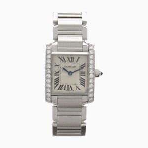 CARTIER Tank Franaise SM Diamond Bezel Wrist Watch W4TA0008 Quartz Beige Stainless Steel diamond W4TA0008