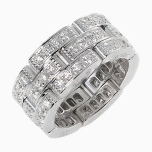 CARTIER Maillon Panthere 3 Rows Full Pave K18WG Diamond No. 6.5 Women's Ring White Gold