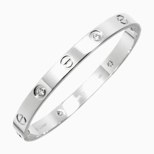 CARTIER Love Bracelet Half Diamond 4P #16 K18 WG White Gold 750 Bangle