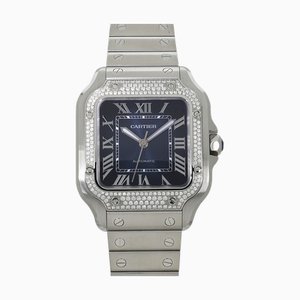 CARTIER Santos de Uhr MM Lünette Diamant W4SA0006 Blau Unisex C7804