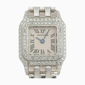 Reloj Panthere pequeño con bisel de diamantes en oro blanco K18 de Cartier