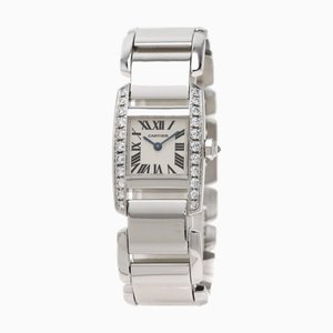 CARTIER WE70039H Tankissim MM Diamant Lünette Uhr K18 Weißgold K18WG Damen