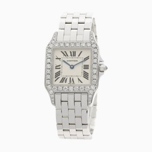 CARTIER WF9004Y8 Santos Demoiselle LM Bezel Diamond Watch K18 oro bianco K18WG da donna