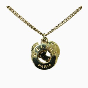 Goldene 3-reihige Halskette mit kreisförmigem Motiv von Celine