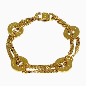 Vintage Circle Logo Motif Chain Bracelet in Gold from Celine