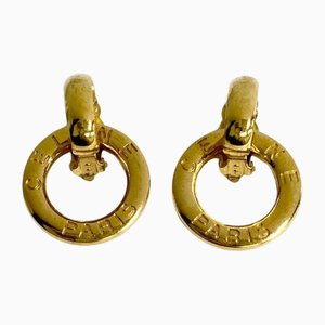 Circle Round Hoop Earrings in Gold from Celine, Set of 2