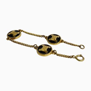 Triomphe Chain Bracelet in Black & Gold from Celine