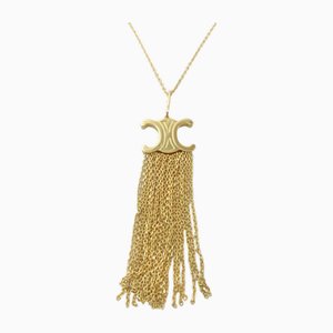 Collar Triomphe Folk con flecos largo de níquel dorado de Celine