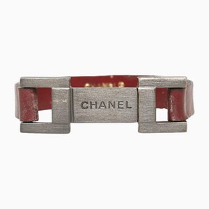 ark Brown Plate, Leather & Metal Bracelet from Chanel