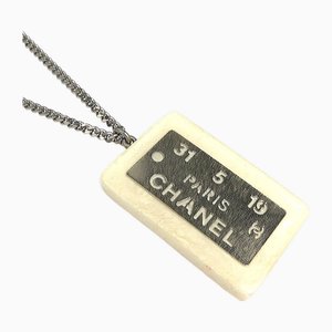 Resin/Metal Off-White/Silver Necklace from Chanel