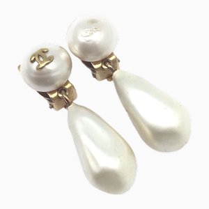 Boucles d'Oreilles en Perle Coco Mark Fake G Hardware Gp en Doré de Chanel, Set de 2