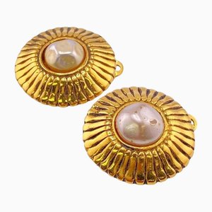 Fake Pearl Earrings in Gold from Chanel, Set of 2