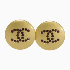 Round Crystal Coco Mark Earrings from Chanel, Set of 2