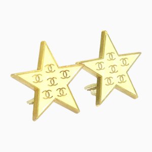 Earrings Coco Mark Star in Metal/Enamel Gold/Off-White from Chanel, Set of 2