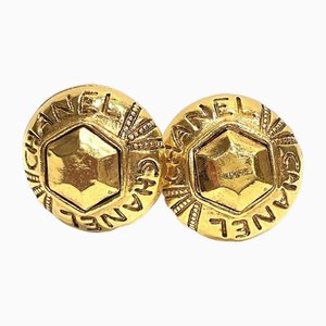 Vintage Gold Round Earrings from Chanel, Set of 2