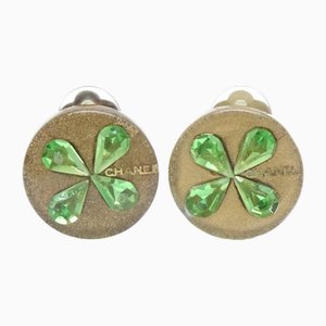 Earrings with Rhinestone in Green from Chanel, Set of 2