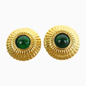 Earrings in Metal/Glass Stone Gold X Green from Chanel, Set of 2