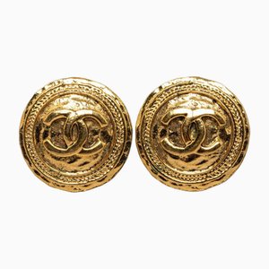 Coco Mark Round Earrings in Gold Plated Womens from Chanel, Set of 2