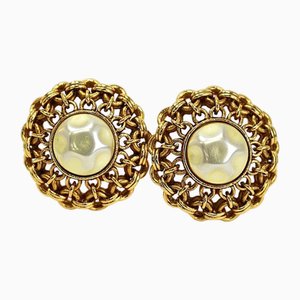 Earrings in Fake Pearl Gold Clip Type Ladies from Chanel, Set of 2