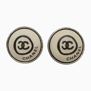 00T Round Coco Earrings in Beige from Chanel, Set of 2