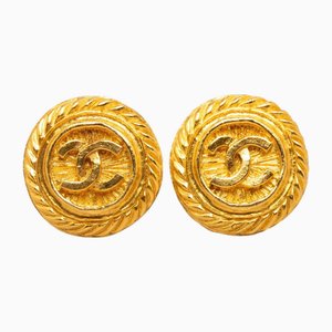 Coco Mark Round Earrings in Gold Plated Womens from Chanel,Set of 2