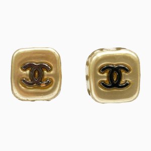 Orecchini vintage Coco Mark in oro champagne 02A neri di Chanel, set di 2