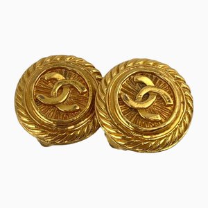 93P Coco Mark Earrings in Gold from Chanel, Set of 2