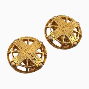 Chanel Gold Plating Clip Earrings Gold, Set of 2