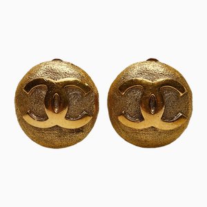 Coco Mark Round Earrings in Gold Plated from Chanel, Set of 2