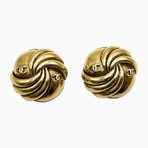 Double Coco Mark Gold Earrings from Chanel, Set of 2